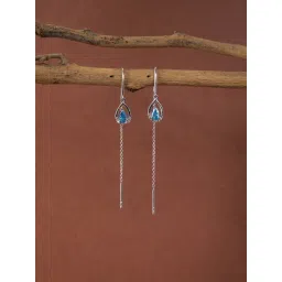 Clara 925 Silver Droplet Platinum Plated Long Chain Sui Dhaga Threader Earrings for Women-picture-47