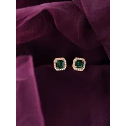 Clara 925 Silver Gold Plated Swiss Zirconia Amati Green Solitaire Earrings for Women-picture-33