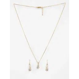 Clara 925 Silver Gold Plated Swiss Zirconia Ceci Solitaire Pendant Earrings Chain Necklace Jewellery Set for Women & Girls-picture-36