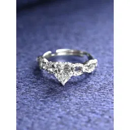 Clara 925 Silver Platinum Plated Adjustable Alfie Heart Engagement Finger Ring for Women-picture-30