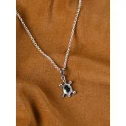 Clara 925 Silver Platinum Plated Good Luck Turtle Pendant with Chain-picture-32