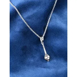 Clara 925 Silver Platinum Plated Religious Hanumanji Gada Pendant Necklace with Chain for Men-picture-17