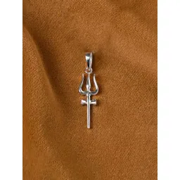 Clara 925 Silver Platinum Plated Religious Shiva Trishul Pendant Without Chain for Men-picture-18