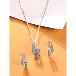 Clara 925 Silver Platinum Plated Swiss Zirconia Curl Jewellery Set Gift for Women-picture-26