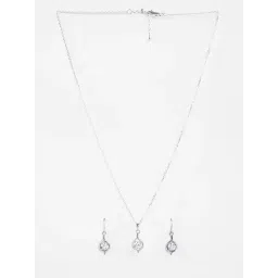 Clara 925 Silver Platinum Plated Swiss Zirconia Etta Solitaire Pendant Earrings Chain Necklace Jewellery Set for Women & Girls-picture-29