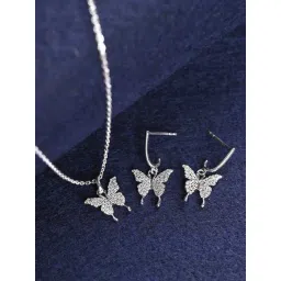 Clara 925 Silver Platinum Plated Swiss Zirconia Fia Butterfly Jewellery Set Gift for Women-picture-28