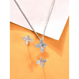 Clara 925 Silver Platinum Plated Swiss Zirconia Floral Jewellery Set Gift for Women-picture-30