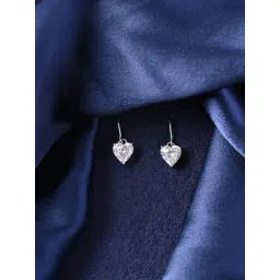 Clara 925 Silver Platinum Plated Swiss Zirconia Heart's Desire Solitaire Earrings for Women-picture-32