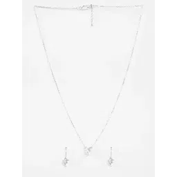 Clara 925 Silver Platinum Plated Swiss Zirconia Heart's Desire Solitaire Pendant Earrings Chain Necklace Jewellery Set for Women & Girls-picture-23