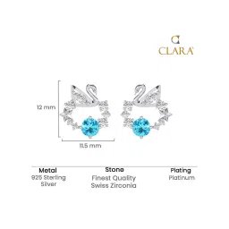 Clara 925 Silver Platinum Plated Swiss Zirconia Iconic Swan Stud Earrings Gift for Women image 5