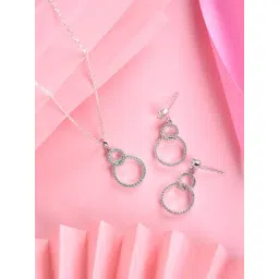 Clara 925 Silver Platinum Plated Swiss Zirconia Interlocked Ring Jewellery Set Gift for Women-picture-39