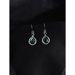 Clara 925 Silver Platinum Plated Swiss Zirconia Jino Green Solitaire Earrings for Women-picture-44