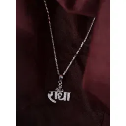 Clara 925 Silver Platinum Plated Swiss Zirconia Religious Radha Pendant Chain for Women-picture-21