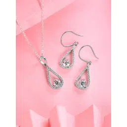 Clara 925 Silver Platinum Plated Swiss Zirconia Teardrop Jewellery Set Gift for Women-picture-30
