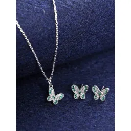 Clara 925 Silver Platinum Plated Swiss Zirconia Verde Butterfly Jewellery Set Gift for Women-picture-29
