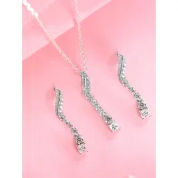 Clara 925 Silver Platinum Plated Swiss Zirconia Wave Jewellery Set Gift for Women-picture-18
