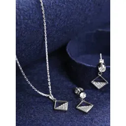 Clara 925 Silver Platinum Plated Swiss Zirconia Zeta Square Jewellery Set Elegant Gift for Women-picture-19