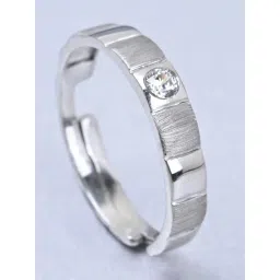 Clara 92.5 Sterling Silver Adjustable Matte Finish Neel Band Ring for Men-picture-37