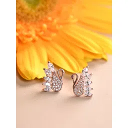 Clara 92.5 Sterling Silver Cubic Zirconia Rose Gold Plated Stud Earrings-picture-14