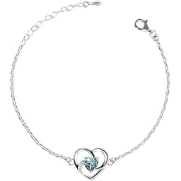 clara 925 Sterling Silver Heart Bracelet, Adjustable, Rhodium Plated, Swiss Zirconia Gift for Women and Girls-picture-56