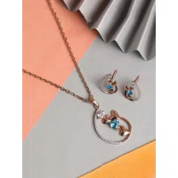 Clara 92.5 Sterling Silver Heart Pendant & Earring Set for Women-picture-46