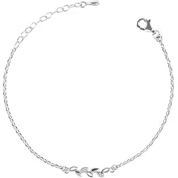 clara 925 Sterling Silver Leaf Bracelet, Adjustable, Rhodium Plated, Swiss Zirconia Gift for Women and Girls-picture-31