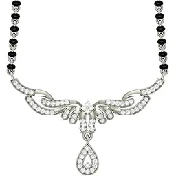 clara 925 Sterling Silver Maya Mangalsutra Earring Chain Jewellery Set | Platinum Plated, Swiss Zirconia | Gift for Wife-picture-10