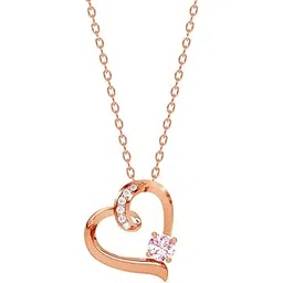 clara 925 Sterling Silver Pink Heart Pendant Earring Chain Jewellery Set | Rose Gold Plated, Swiss Zirconia| Rakhi Rakshabandhan Gift for Sister Bhabhi | Gift for Women & Girls-picture-13