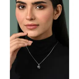 Clara 925 Sterling Silver Platinum Plated Ek Religious Pendant Necklace with Chain Gift for Women-picture-24