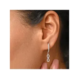 Clara 92.5 Sterling Silver Rhodium-Plated Swiss Zirconia Infinity Hoop Bali Earrings for Women & Girls-picture-30