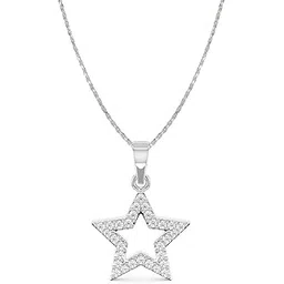 clara 925 Sterling Silver Star Pendant Chain Necklace | Rhodium Plated, Swiss Zirconia | Gift for Women and Girls-picture-49