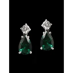 Clara 92.5 Sterling Silver Stone Solitaire Green Drop Earrings for Women-picture-11