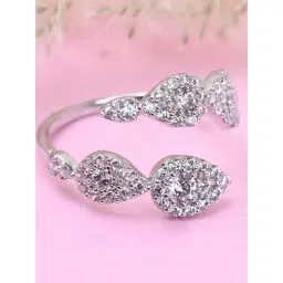 Clara 92.5 Sterling Silver Swiss Zircon Rhodium-Plated Bling Snake Adjustable Ring for Women-picture-38