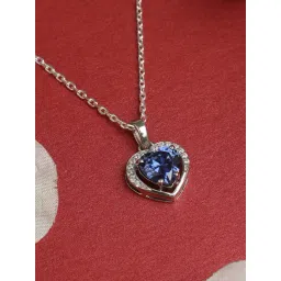 Clara 92.5 Sterling Silver Swiss Zirconia Royal Blue Heart Pendant with Chain-picture-37