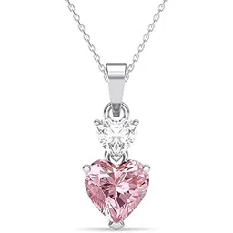 clara 925 Sterling Silver Two Hearts Pendant Earrings Chain Necklace Jewellery Set | Platinum Plated, Swiss Zirconia |Gift for Women and Girls-picture-10