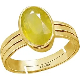 clara Certified 3.25 to 10.25 ratti or 3 to 9.5 carat Original Yellow Sapphire Pukhraj Gemstone Panchdhatu adjustable Ring for Men & Women-picture-21