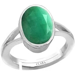 clara Emerald Panna 4.8cts or 5.25ratti stone 92.5 Sterling Silver Adjustable Ring For WOMEN-picture-14