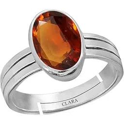 clara Gomed Hessonite 4.8cts or 5.25ratti Stone Silver Adjustable Ring for Men-picture-41
