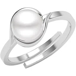 clara Pure 925 Sterling Silver Sicily Real Pearl Size Adjustable Finger Ring | Gift for Women and Girls | Platinum Plated-picture-10