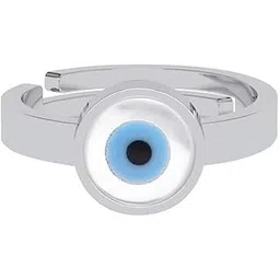 clara Real 925 Sterling Silver Evil Eye Men Ring |Size Adjustable, Platinum Plated| Gift for Men & Boys-picture-20