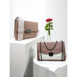 CLARIS JAMES Set Of 2 Self Design Structured Sling Bags-picture-16