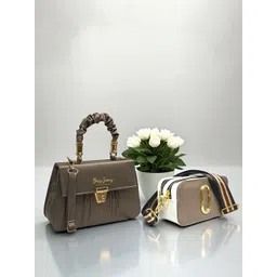 CLARIS JAMES Women Set of 2 Solid Structured Handheld Bag-picture-19