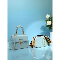 CLARIS JAMES Women Solid Structured Satchel Bag with Pouch-picture-30