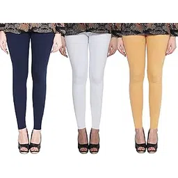 clarita Premium_Cotton Lycra_Ankle Length Leggings_For Women/Girls/Ladies_Combo Pack of 3_(Navy Blue, White and Dark Skin)-picture-50