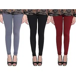 clarita Premium_Cotton Lycra_Churidar Leggings_For Women/Girls/Ladies_Combo Pack of 3_(Grey, Black & Maroon)-picture-11