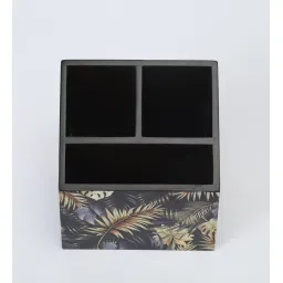 clasicraft Brown Gold Leaf Print MDF Cutlery Holder image 3