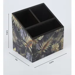 clasicraft Brown Gold Leaf Print MDF Cutlery Holder image 2