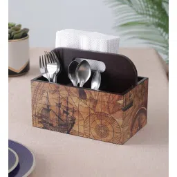 clasicraft Brown Abstract Print MDF Cutlery Holder-picture-33