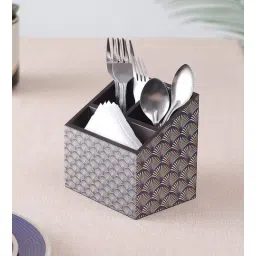 clasicraft Brown Black and Gold Print MDF Cutlery Holder-picture-16