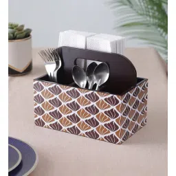 clasicraft Brown Brown and White Print MDF Cutlery Holder-picture-19